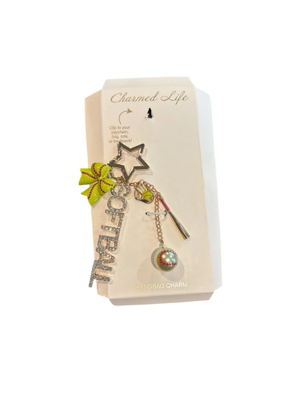 Softball Handbag Charm - Green